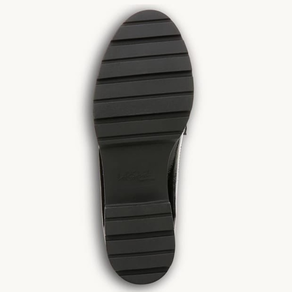 LifeStride London 2 Black Crinkle Chain Loafer Lug Sole Shoes 7.5W WIDE New - Picture 10 of 11